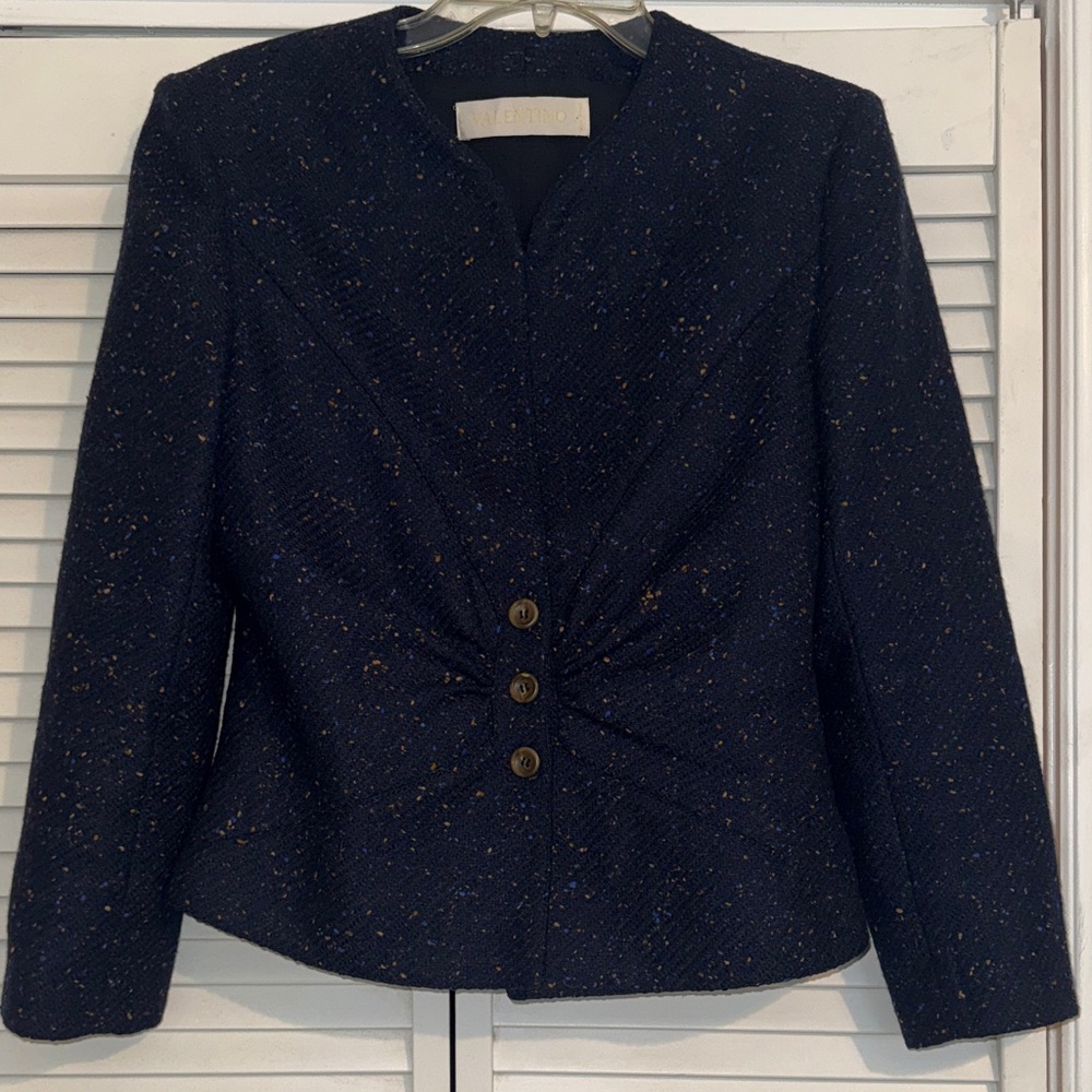 Valentino Midnight Blue Blazer with Gold Accents - 10